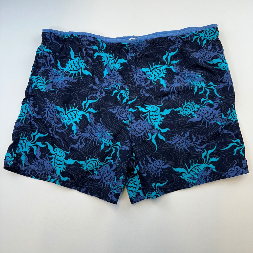 Vintage Catalina Mens‎ Swim Trunks Board Shorts Blue Teal Fish Print Large